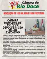 Câmara Municipal de Rio Doce devolve R$ 320 mil aos cofres públicos: compromisso com a economia e responsabilidade fiscal
