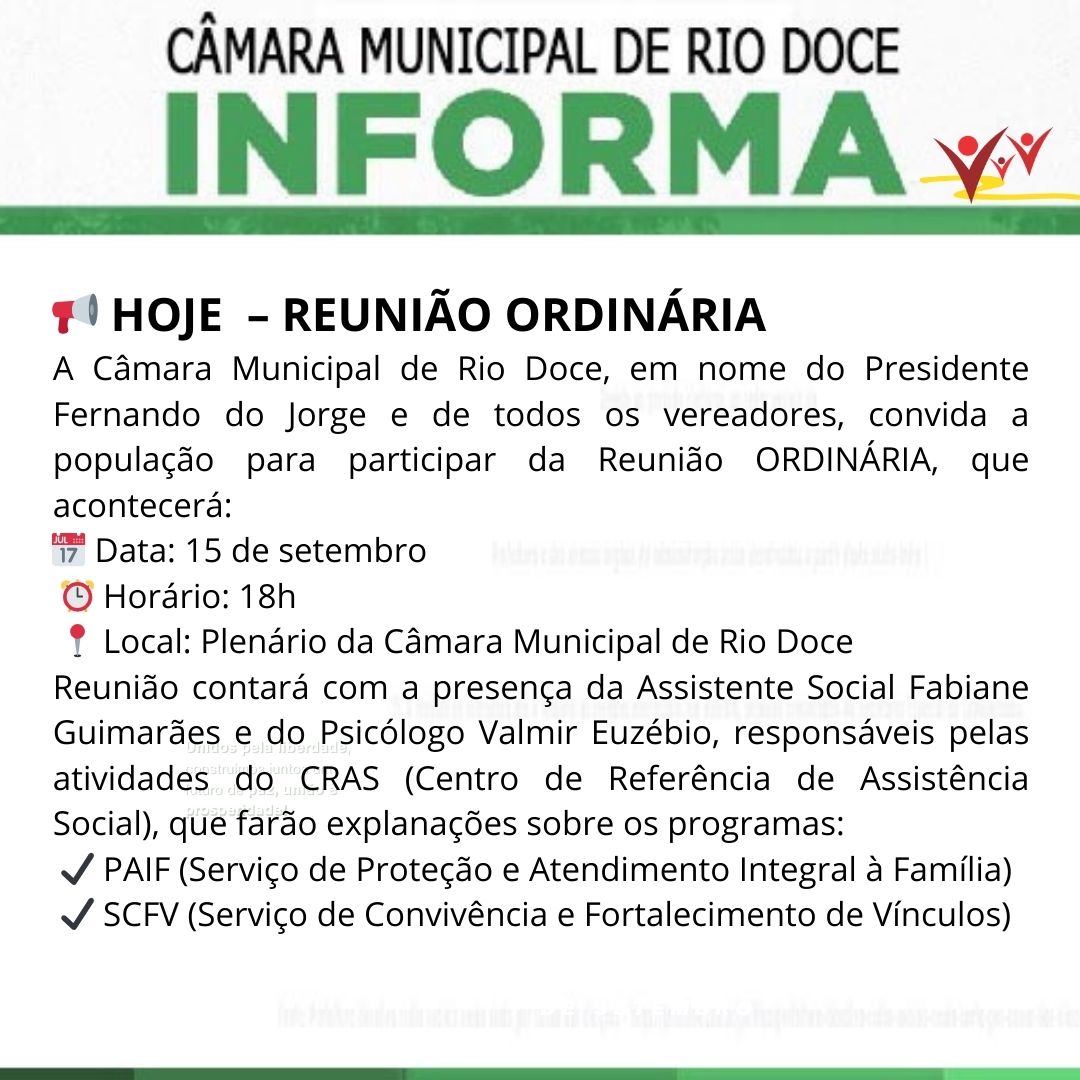 REUNIÃO ORDINÁRIA  15 DE SETEMBRO
