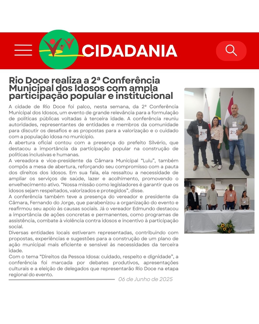 Rio Doce realiza a 2ª Conferência Municipal dos Idosos 